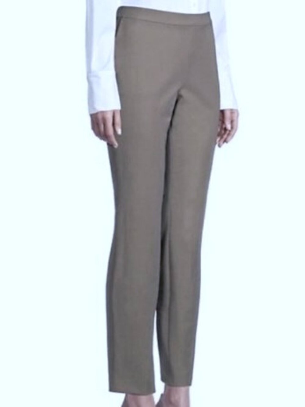 Lafayette 148 Murray Taupe Stretch Tapered Pants Size M